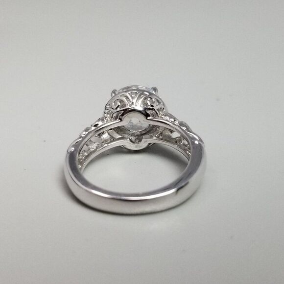 Vintage Sterling Silver Sparkling Round Rhinestone Ring, Size 5 Band, Estate - Picture 9 of 12